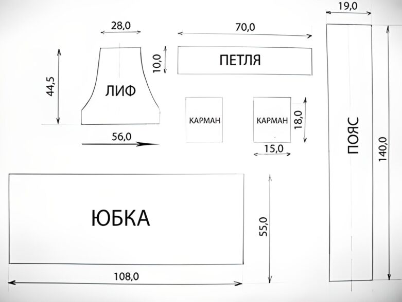 Выкройка фартука для кухни