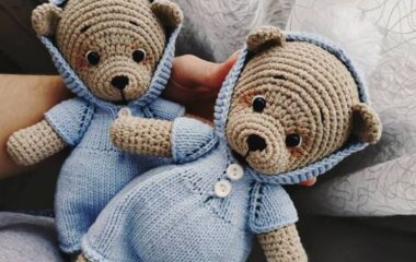 Мишка крючком - вязание больших и маленьких мишек из плюшевой пряжи